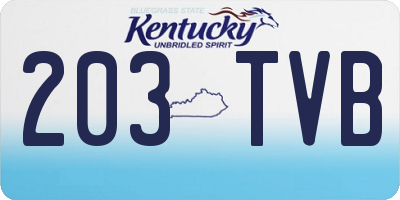 KY license plate 203TVB