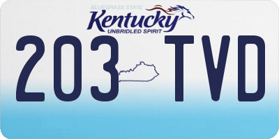 KY license plate 203TVD