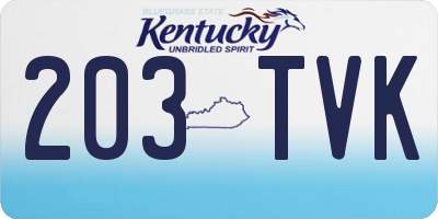 KY license plate 203TVK