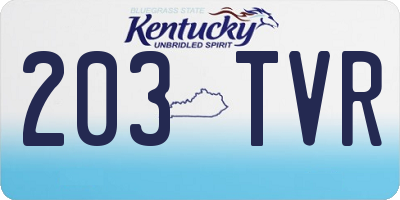 KY license plate 203TVR