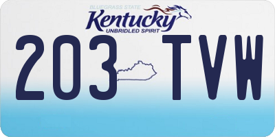 KY license plate 203TVW