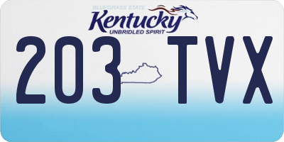 KY license plate 203TVX