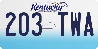 KY license plate 203TWA