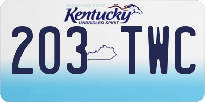 KY license plate 203TWC