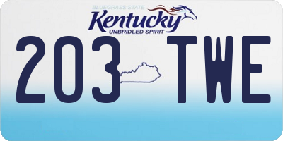 KY license plate 203TWE