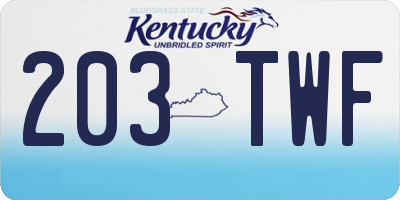 KY license plate 203TWF