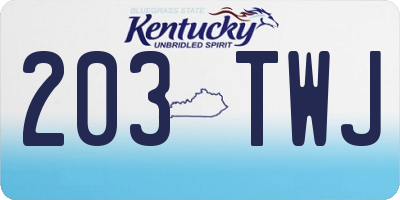 KY license plate 203TWJ