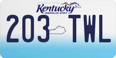 KY license plate 203TWL