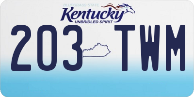 KY license plate 203TWM