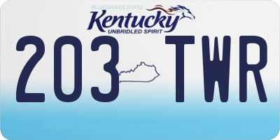 KY license plate 203TWR