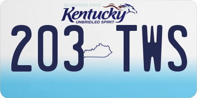 KY license plate 203TWS