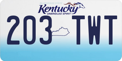 KY license plate 203TWT