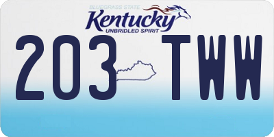 KY license plate 203TWW