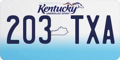 KY license plate 203TXA