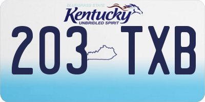 KY license plate 203TXB
