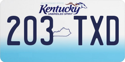 KY license plate 203TXD