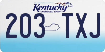 KY license plate 203TXJ