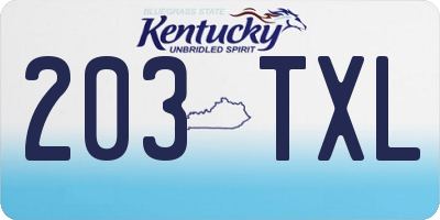 KY license plate 203TXL