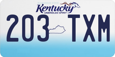 KY license plate 203TXM