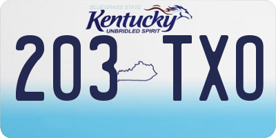 KY license plate 203TXO