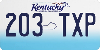 KY license plate 203TXP