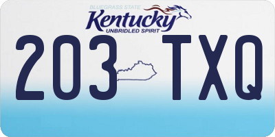 KY license plate 203TXQ