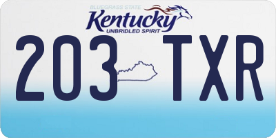 KY license plate 203TXR