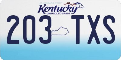KY license plate 203TXS