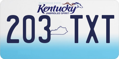 KY license plate 203TXT