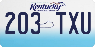 KY license plate 203TXU