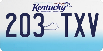KY license plate 203TXV