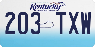 KY license plate 203TXW