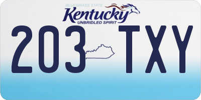 KY license plate 203TXY