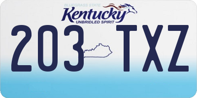 KY license plate 203TXZ