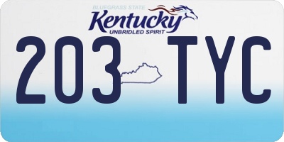 KY license plate 203TYC