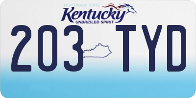 KY license plate 203TYD