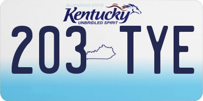 KY license plate 203TYE
