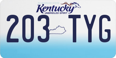 KY license plate 203TYG