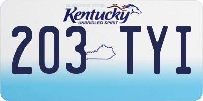 KY license plate 203TYI
