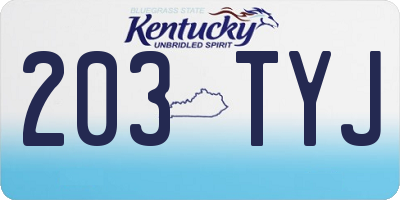KY license plate 203TYJ
