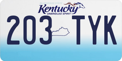 KY license plate 203TYK