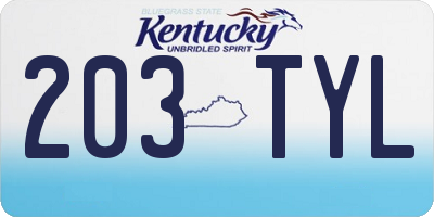 KY license plate 203TYL