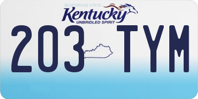 KY license plate 203TYM