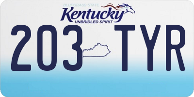 KY license plate 203TYR