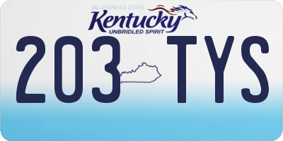 KY license plate 203TYS