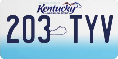 KY license plate 203TYV