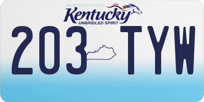 KY license plate 203TYW
