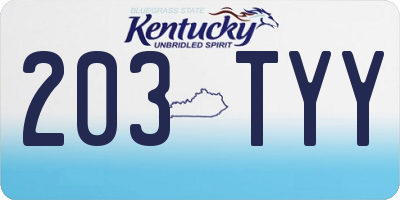 KY license plate 203TYY