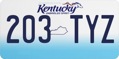 KY license plate 203TYZ