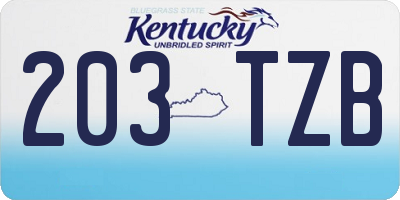 KY license plate 203TZB